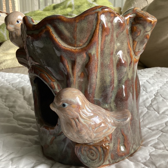 VINTAGE POTTERY TREE TRUNK & BIRDS PLANTER - Picture 15 of 15